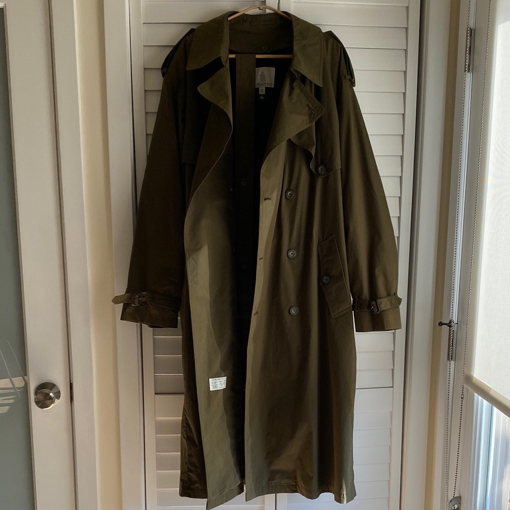 Khaki LINED olive trench coat size 46 Reg London Fog